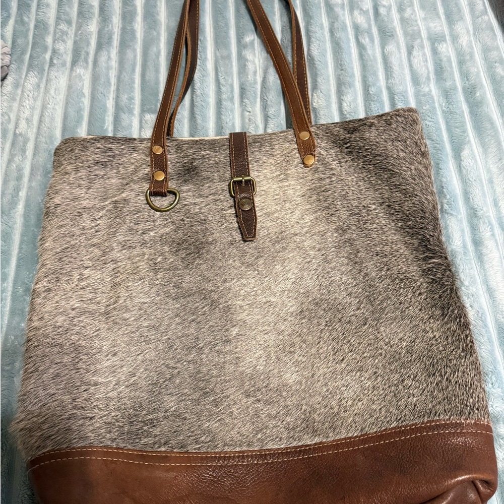 Brown and Gray Fur Myra Bag